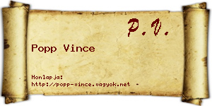 Popp Vince névjegykártya